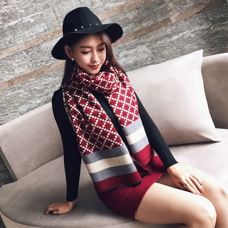 Korean plaid imitative cashmere thick scarf's discount tags