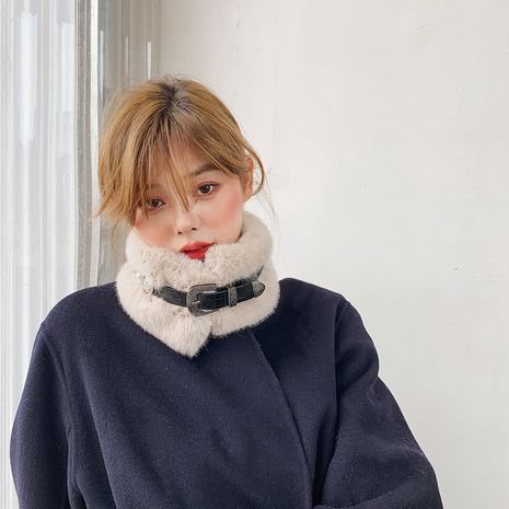 Faux rabbit fur collar wool scarf's discount tags