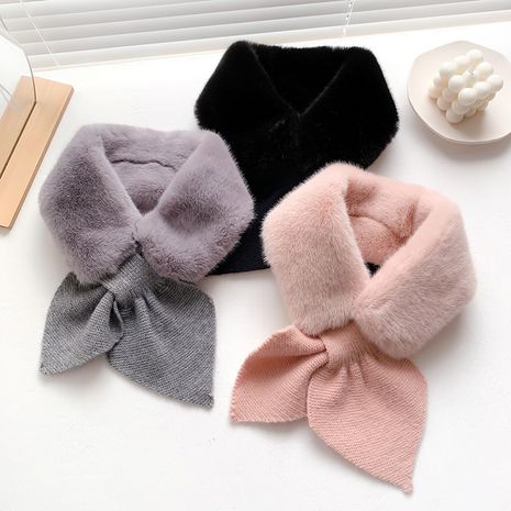 winter new imitation rabbit fur pure color thick warmth  scarf's discount tags