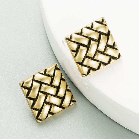 retro geometric button lattice bronze alloy earrings's discount tags