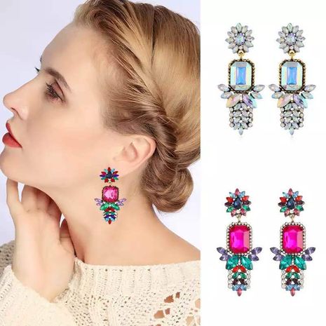 colorful diamond flower alloy earrings's discount tags