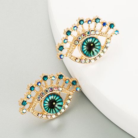 fashion blue devil's eye alloy diamond retro earrings's discount tags