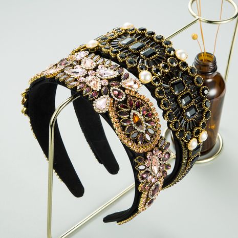 Diadema de perlas de ala ancha con diamantes de estilo palacio barroco retro's discount tags