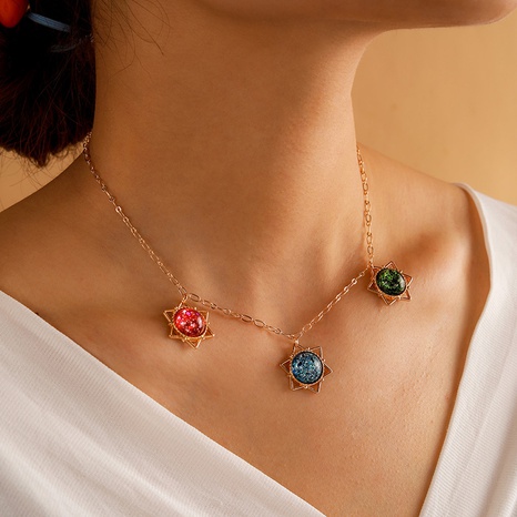 Geometric Alloy Colorful Planet Retro Star  Necklace's discount tags