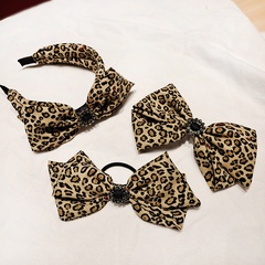 Korean  wide-brimmed leopard hairpin super flash butterfly gold rhinestone headband  NHUX289685