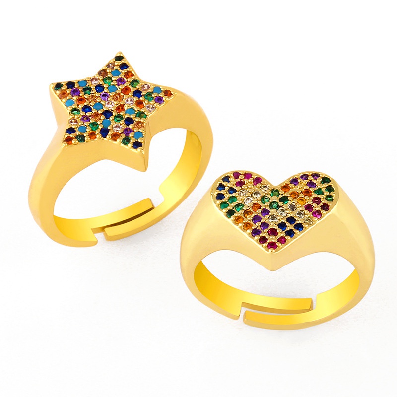 Creative simple inlaid color zircon love ring
