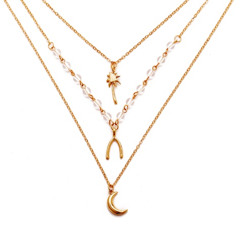 multi-layer exquisite alloy moon coconut tree pendant necklace NHYI294056's discount tags