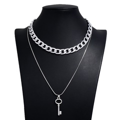 Mode Metall einfache Liebe Schlüssel doppelschichtige Kette Halskette