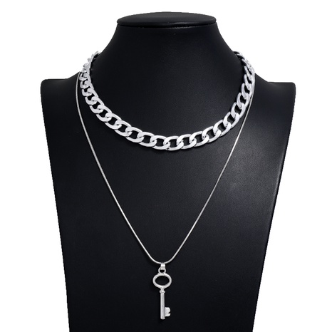 fashion metal simple love key double-layer chain necklace's discount tags