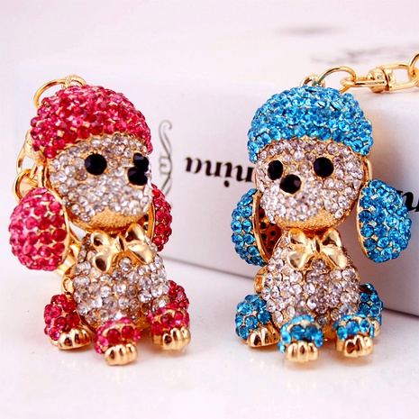Creative cute diamond crystal big ears zodiac dog keychain  NHAK294544's discount tags