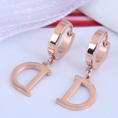 Korean fashion titanium steel simple D letter earrings