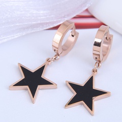 Boucles d'oreilles étoiles simples à cinq branches en acier titane de la mode coréenne