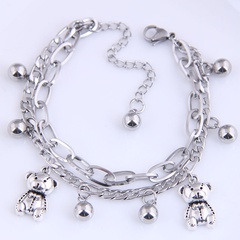 fashion hip-hop simple stainless steel bead bear bracelet
