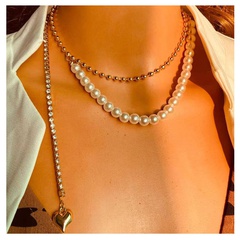collier de perles pendentif coeur pêche alliage créatif