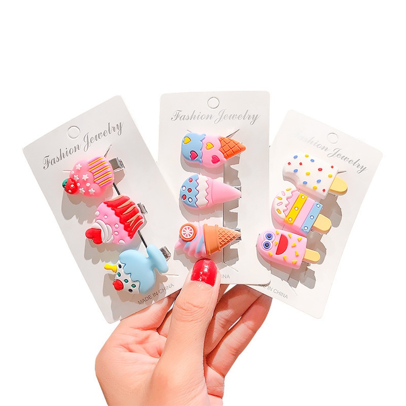 Super cute cream ice cream childrens hairpin