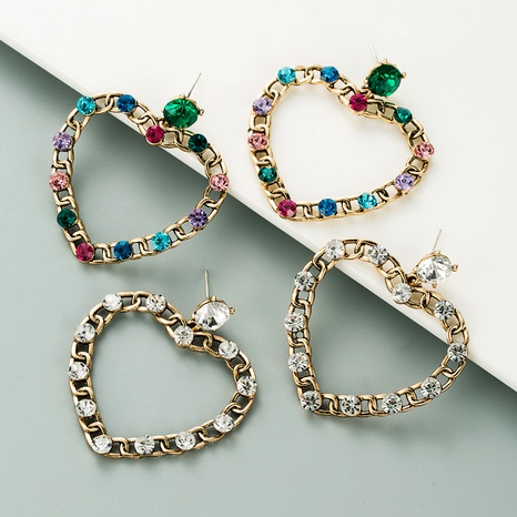 fashion heart-shaped alloy rhinestone earrings's discount tags