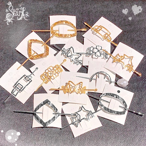 metal butterfly star geometric hairpin's discount tags