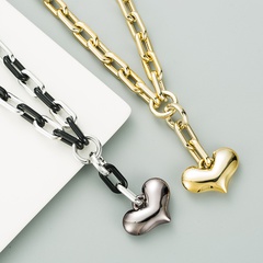 exaggerated punk style thick chain love pendant necklace