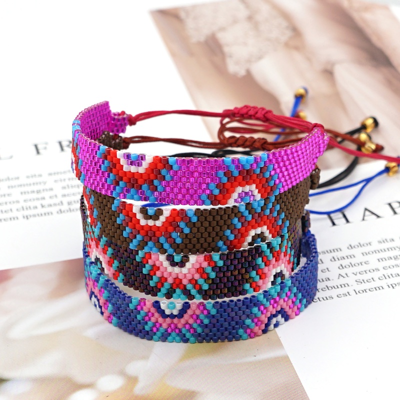 fashion Turkish evil eye long eyelashes Miyuki rice beads bracelet