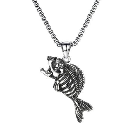 retro skull pendant stainless steel necklace's discount tags