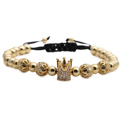 zircon diamond ball crown woven adjustable bracelet