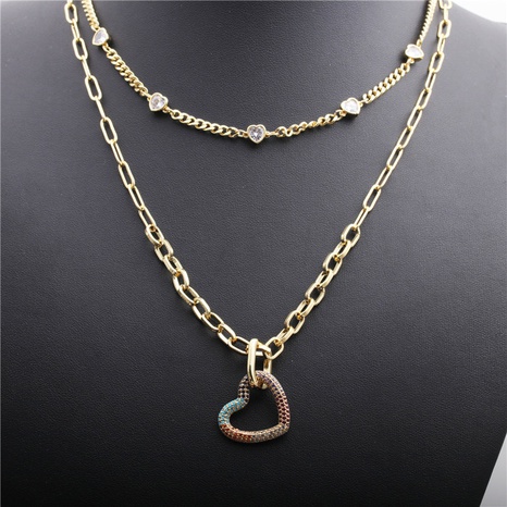 micro-inlaid zircon heart multi-layer necklace's discount tags