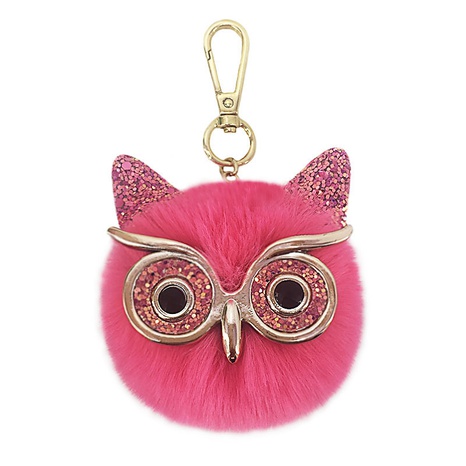 new big eye owl fur ball keychain  NHAP297569's discount tags