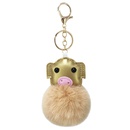 cash PU artificial leather pig animal hair ball keychainpicture12