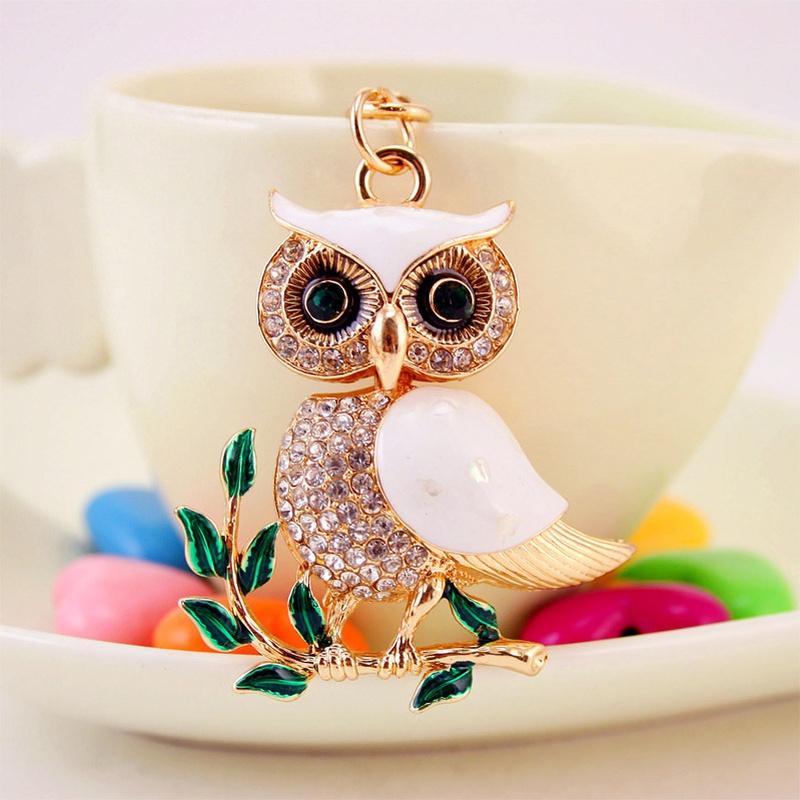 Dripping Oil White Shell Owl Portecls de voiture