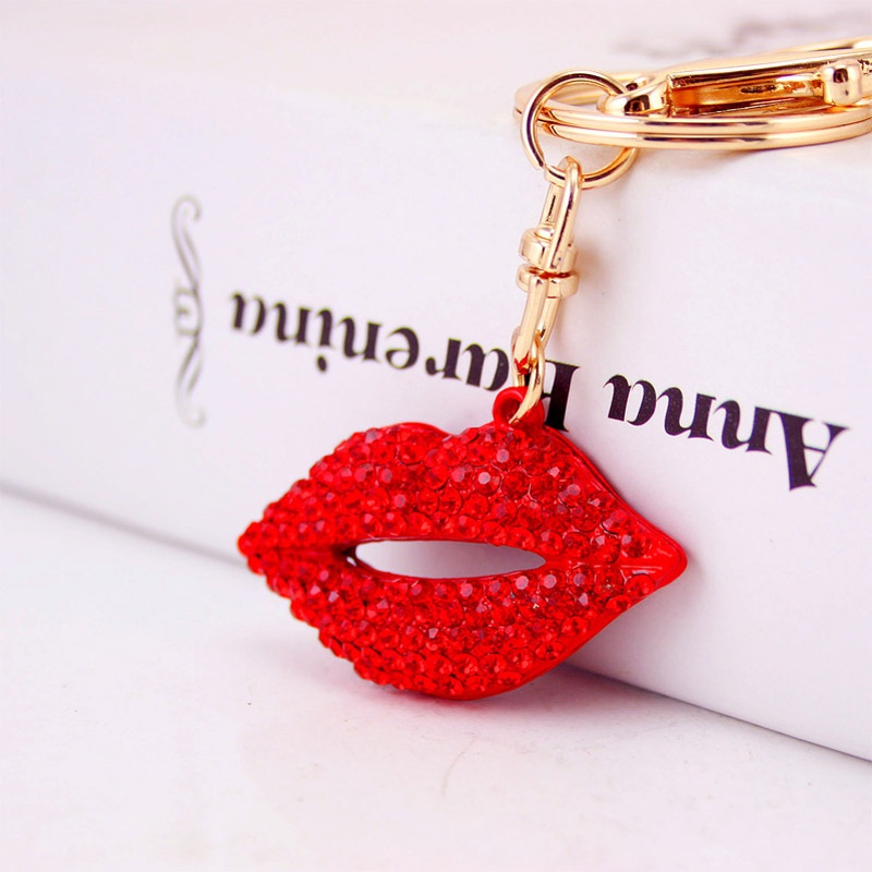 Creativo sexy lindo labios rojos llavero de metal