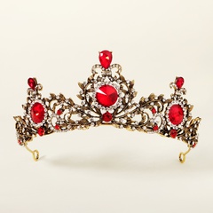 Corona de aleación de rubí retro tocado de fiesta de Navidad accesorios de vestido de novia corona nupcial