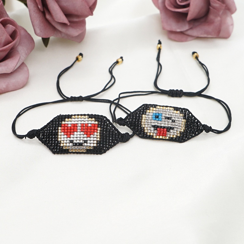 punk style wild Miyuki rice bead woven pure handmade beaded love smiley face bracelet