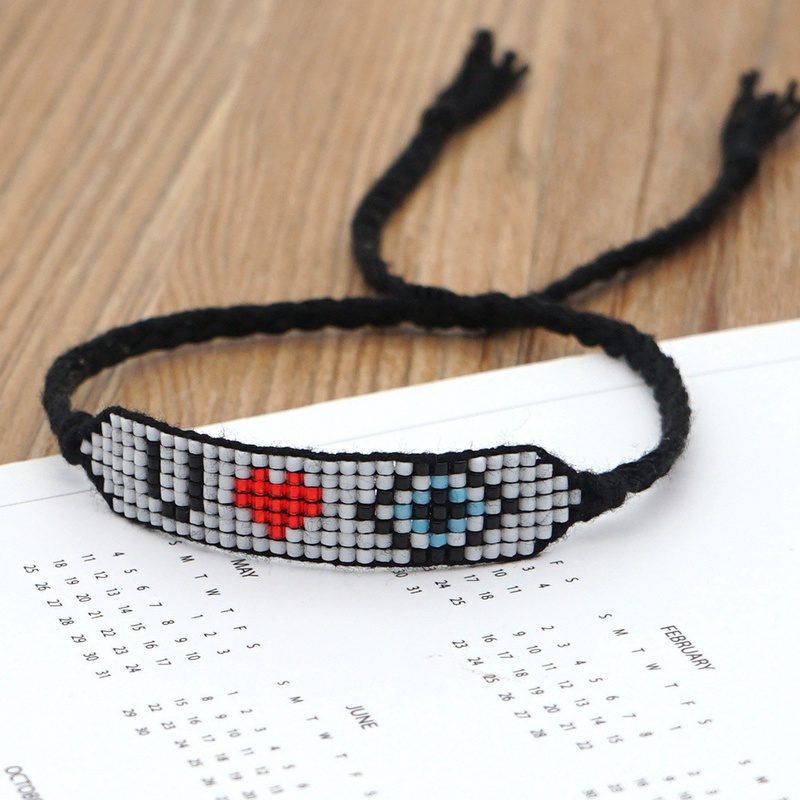 Turkish evil eye beaded Miyuki rice beads woven letter bracelet