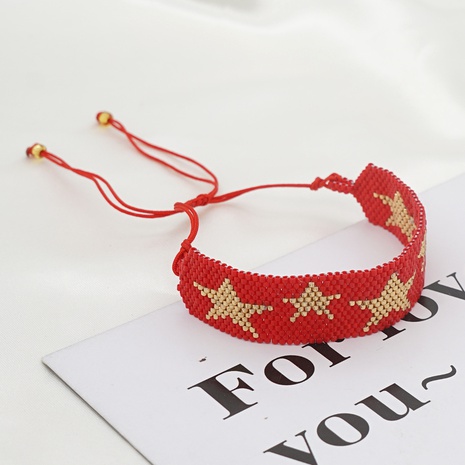 Simple Bohemian Miyuki Beads Bracelet Women's Handmade Woven Beads Five-Pointed Star Ethnic Style Jewelry's discount tags