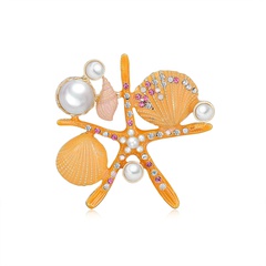 fashion five-pointed star shell pearl diamond brooch