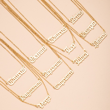 simple twelve constellation letter pendant necklace's discount tags