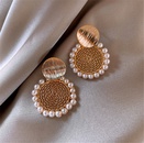 Geometric round mesh pearl earringspicture9