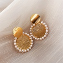 Geometric round mesh pearl earringspicture11