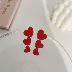 Pendientes de estilo chino simple de aguja de plata 925 de Red Love
