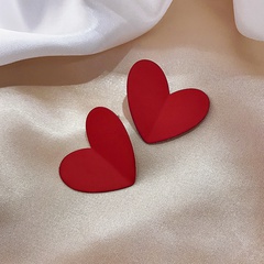 red big love exaggerated heart-shaped earrings