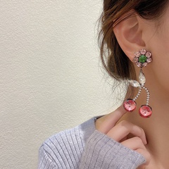 cherry rhinestone flower earrings