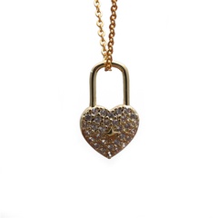 micro-inlaid zircon heart lock necklace