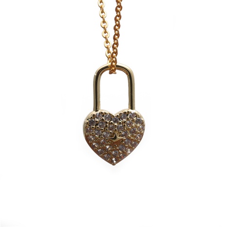 micro-inlaid zircon heart lock necklace's discount tags
