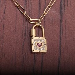 micro-inlaid zircon lock pendant necklace