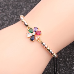 copper adjustable chain colorful flower bracelet