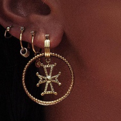 fashion spiral round cross metal grain alloy earrings