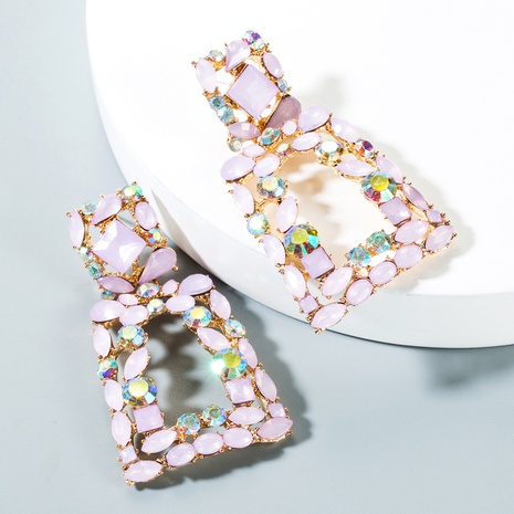 fashion trapezoidal resin diamond earrings's discount tags