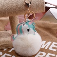 Unicorn Imitation Rex Rabbit Hair Ball Keychain Cartoon PU Pony Bag Plush Pendant Car Keychain Girlspicture32