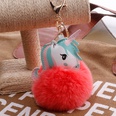 Unicorn Imitation Rex Rabbit Hair Ball Keychain Cartoon PU Pony Bag Plush Pendant Car Keychain Girlspicture37