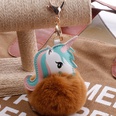 Unicorn Imitation Rex Rabbit Hair Ball Keychain Cartoon PU Pony Bag Plush Pendant Car Keychain Girlspicture41